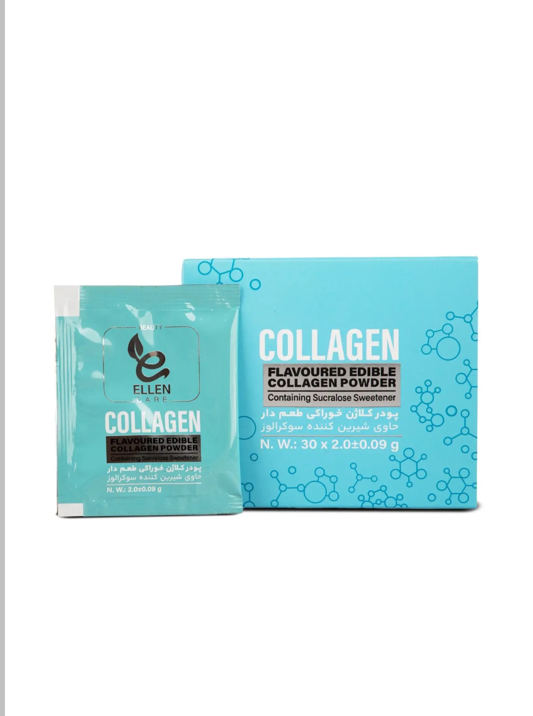 پودر کلاژن خوراکی طعم دار حاوی شیرین کننده سوکرالوز الن بیوتی بسته 30 عددی